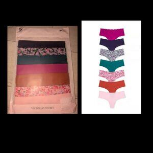 NEW Victoria's Secret 7-Pack Mixed Cotton Thong Panties Womens Sz M